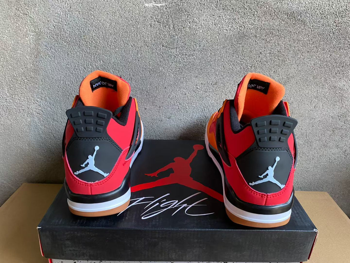 Mid Top Sneakers, Red Orange Colorway, Lace Up Design, Casual Gift for Sneaker Fans