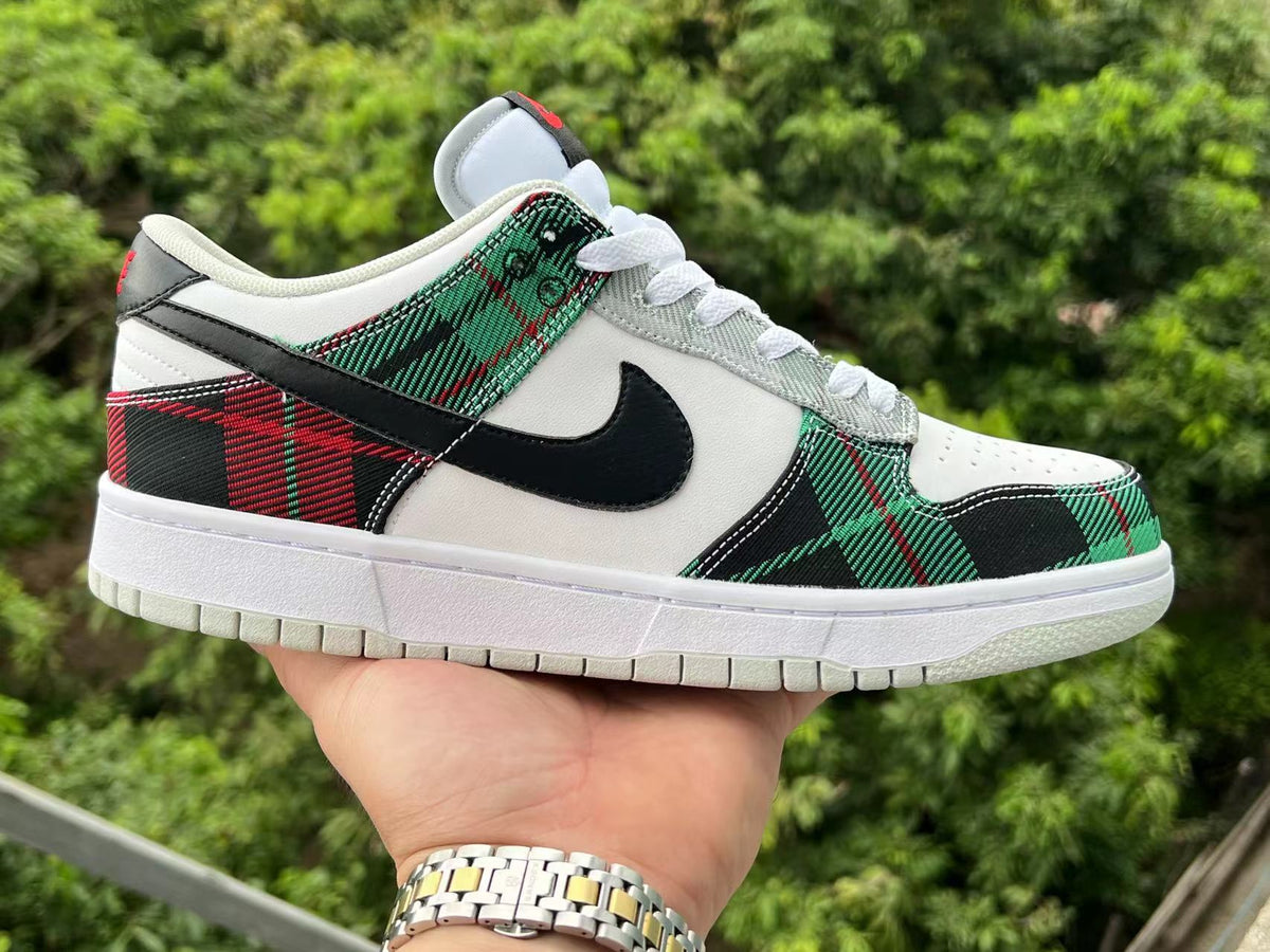 Low Top Sneakers, Green White Black Colorway, Lace Up Design, Casual Gift for Sneaker Fans