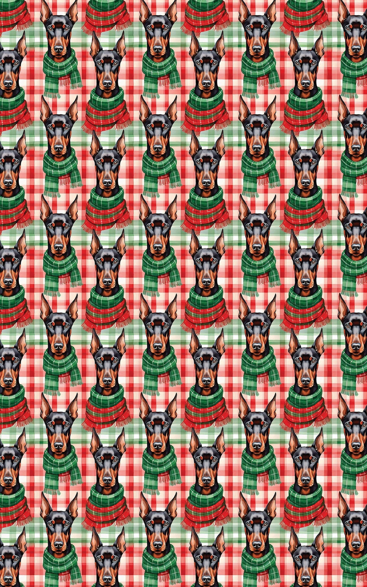 Plaid Dog Holiday Gift Wrap, Doberman Christmas Wrapping Paper, Doberman Pinscher Wrapping Paper, Festive Pet Gift Wrap, Dog 