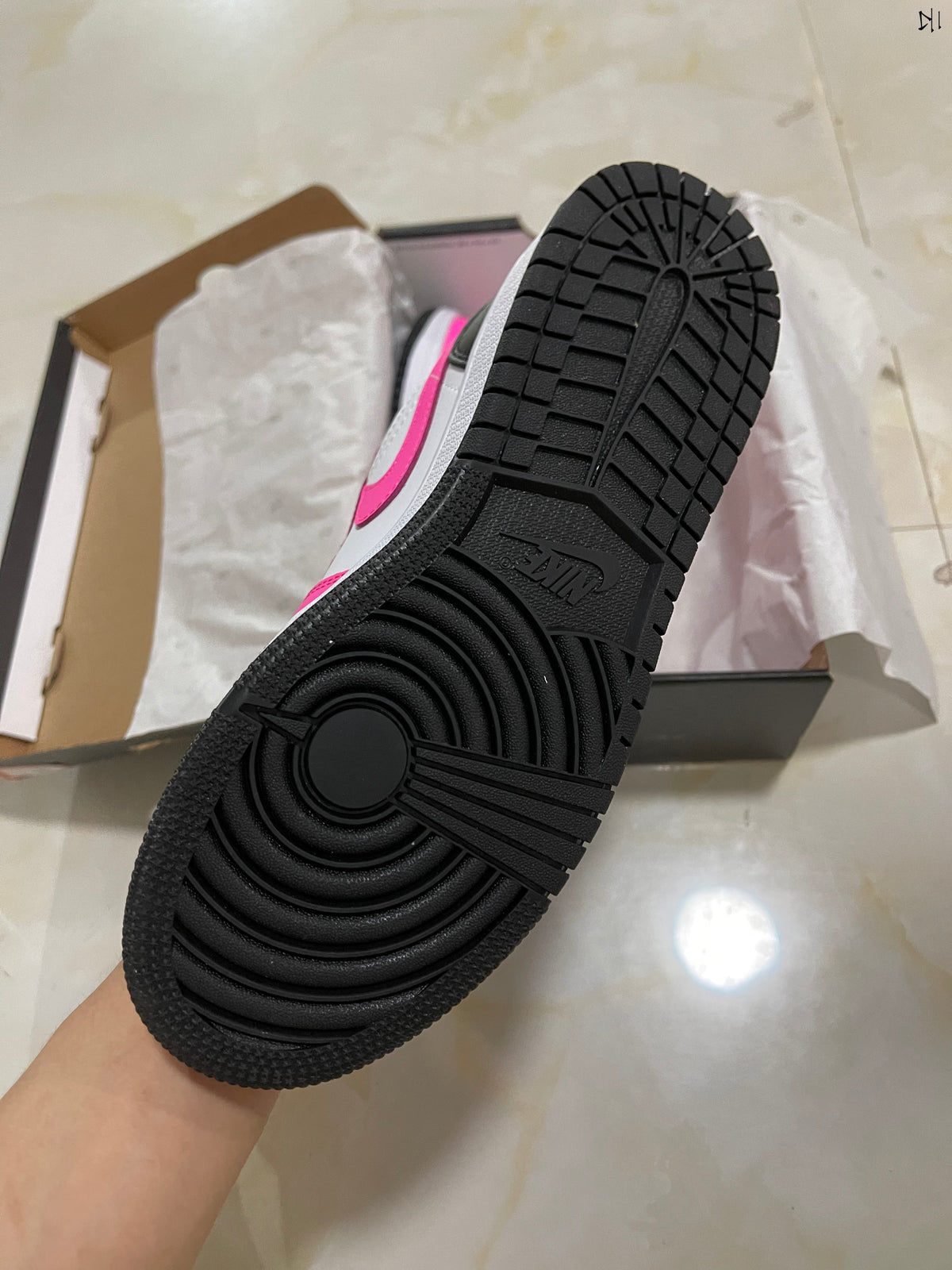 Low Top Sneakers, White Black Pink Colorway, Lace Up Design, Casual Gift for Sneaker Fans
