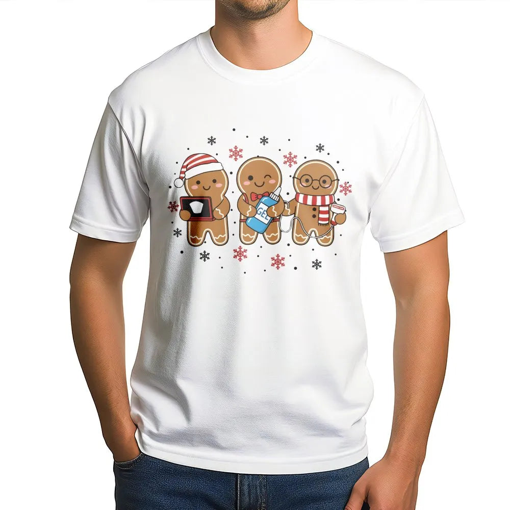 Adorable Gingerbread Sonographer Shirt, Ultrasound Tech Christmas T-Shirt, Sonography Holiday Tee, Radiology Xmas Graphic T-S
