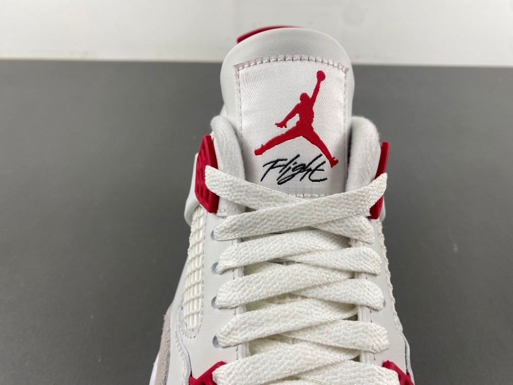 Retro Low Top Sneakers, White Red Gray Colorway, Suede Footwear, Lace Up Design, Casual Gift for Sneaker Fans