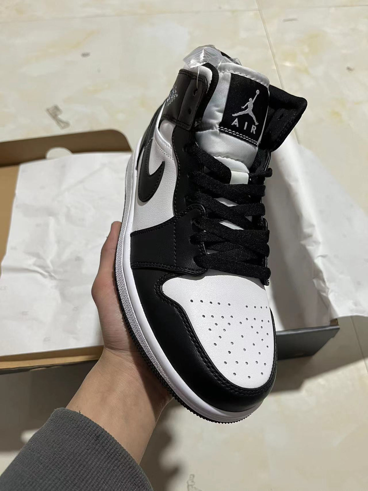 Mid Top Sneakers, White Black Colorway, Lace Up Design, Casual Gift for Sneaker Fans