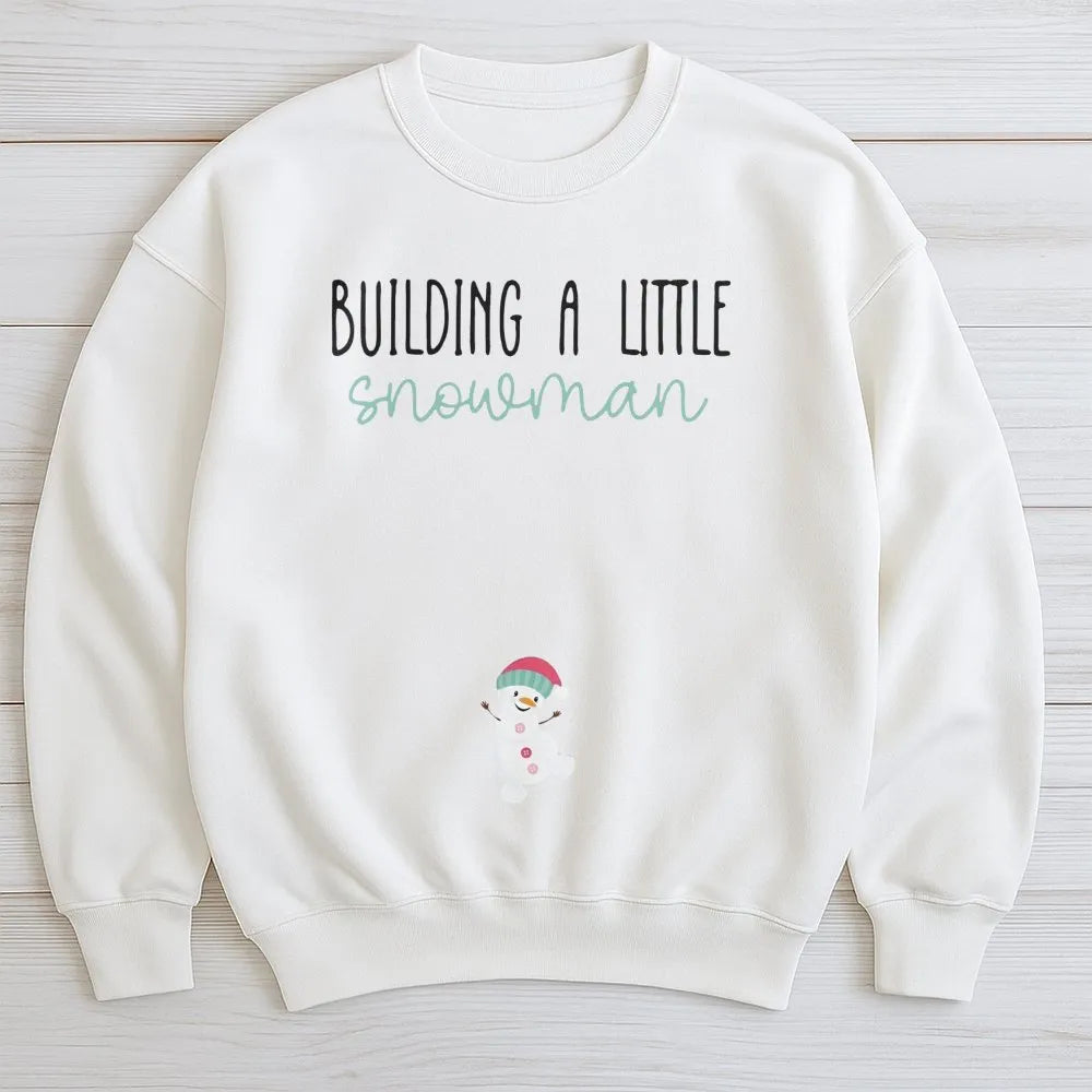 Christmas Pregnancy Announcement Sweatshirt, Building a Little Snowman Sweatshirt, Holiday Baby Reveal Crewneck, Adorable Mom
