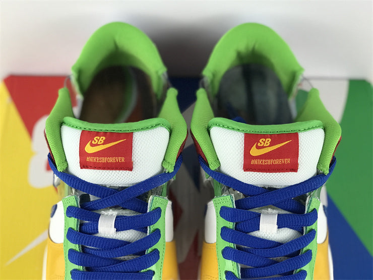 Low Top Sneakers, White Red Green Yellow Colorway, Lace Up Design, Casual Gift for Sneaker Fans