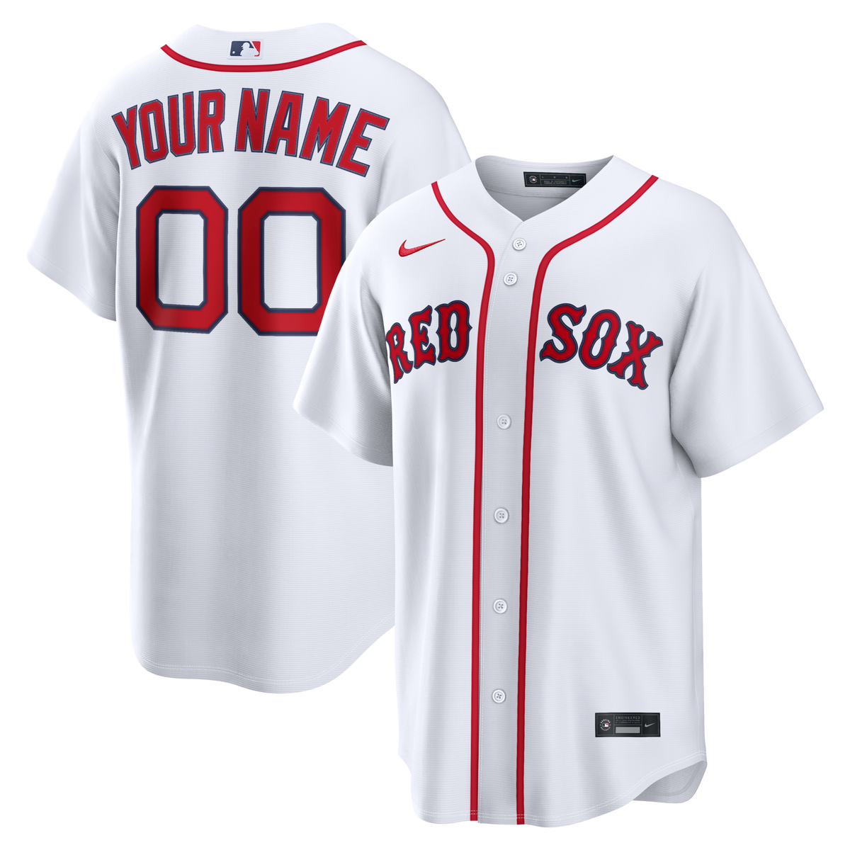 Boston Red Sox White Home Replica Custom Jersey