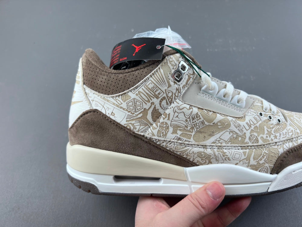 Retro Low Top Sneakers, White Brown Colorway, Laser Etched Design, Lace Up Design, Casual Gift for Sneaker Fans