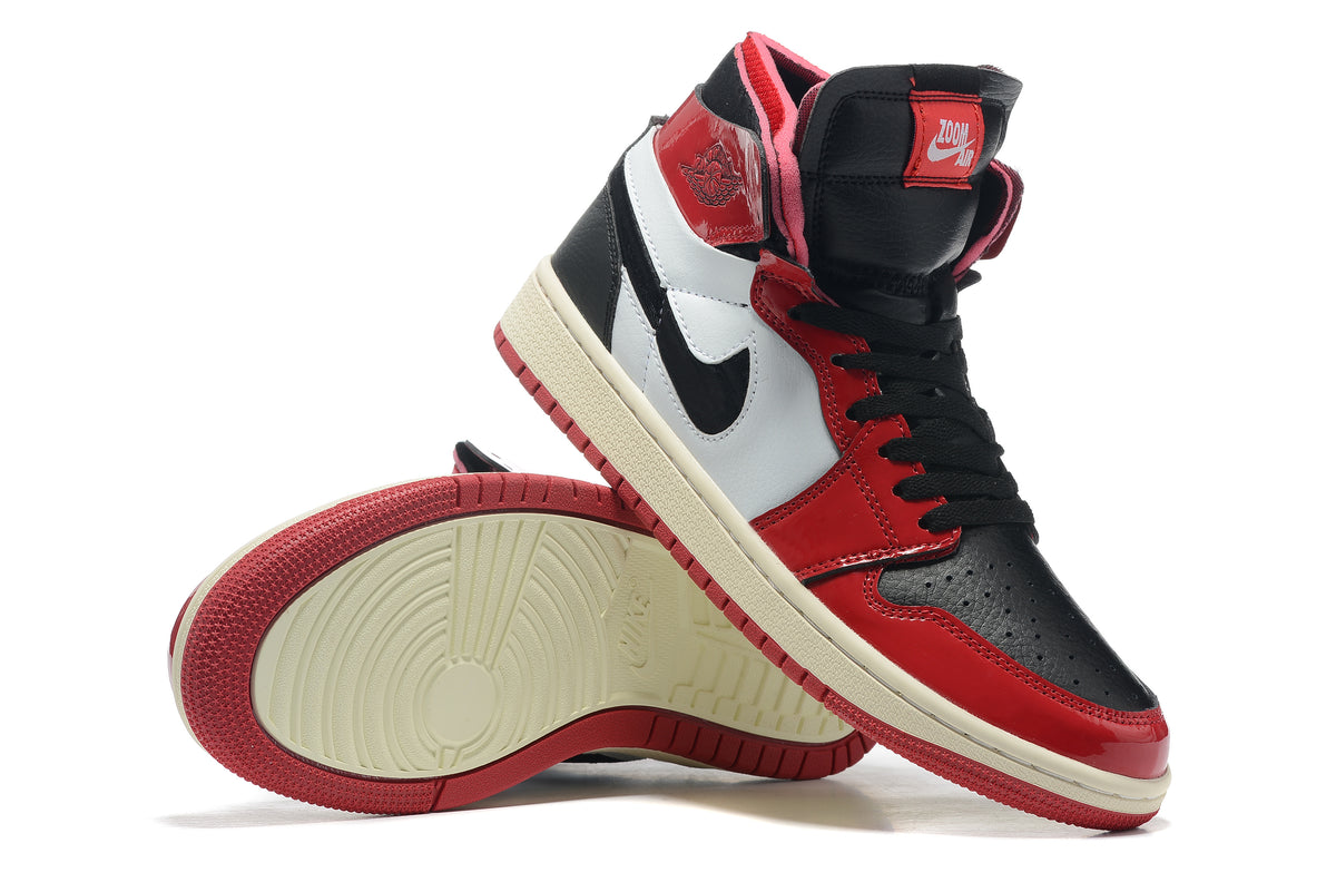 Sneakers, Red Black White Colorway, Patent Leather Footwear, Lace Up Design, Casual Gift for Sneaker Fans