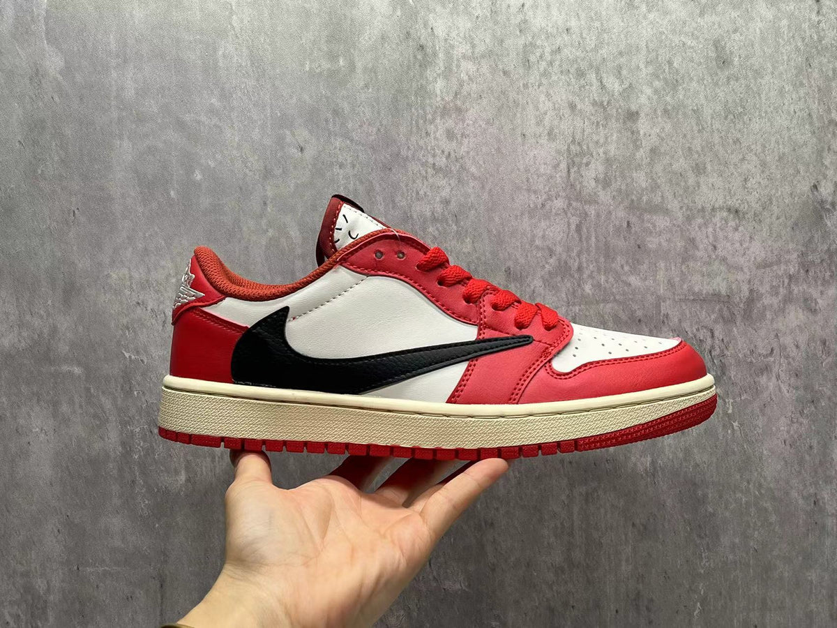 Low Top Sneakers, Red White Colorway, Reverse Hook Design, Lace Up Design, Casual Gift for Sneaker Fans