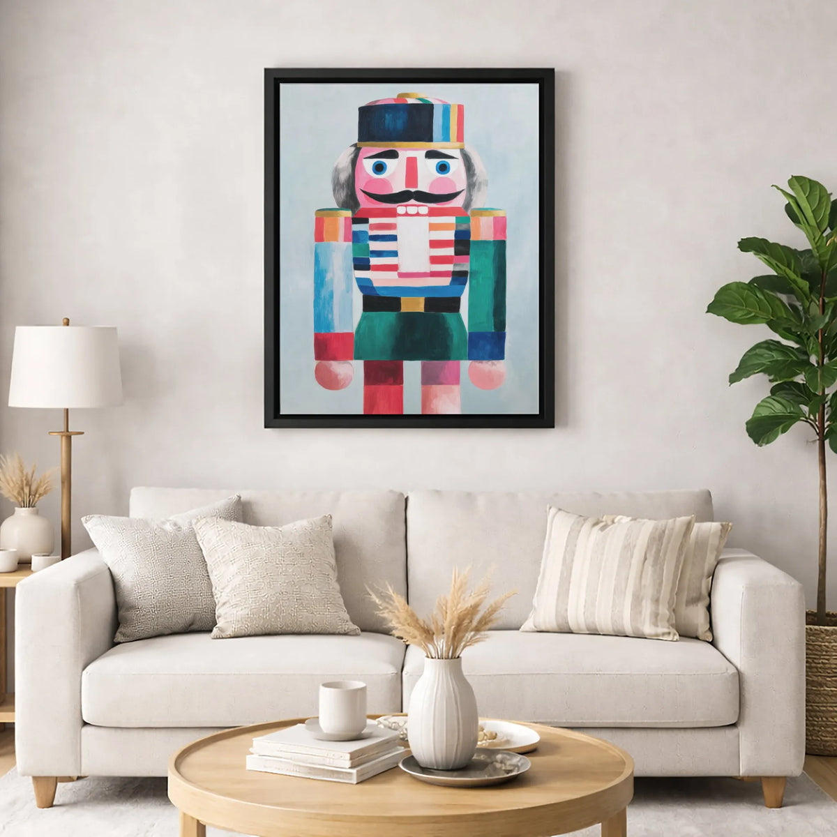 Colorful Modern Abstract Christmas Canvas Print, Nutcracker Wall Art, Holiday Festive Canvas Wall Decor, Seasonal Winter Art 