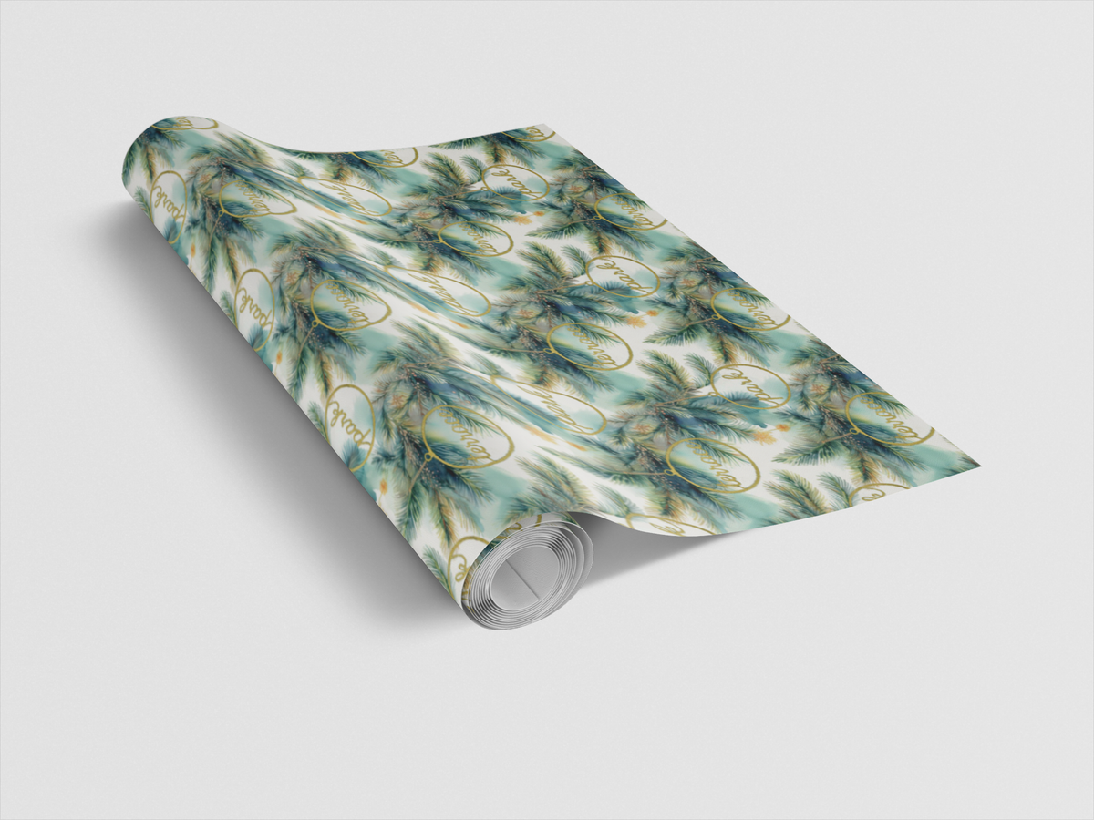 Botanical Holiday Gift Wrap, Park and Terrace Christmas Wrapping Paper, Watercolor Greenery Xmas Paper, Elegant Winter Garden