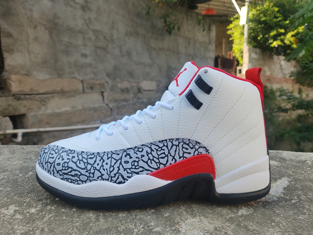 High Top Sneakers, White Black Red Colorway, Lace Up Design, Casual Gift for Sneaker Fans