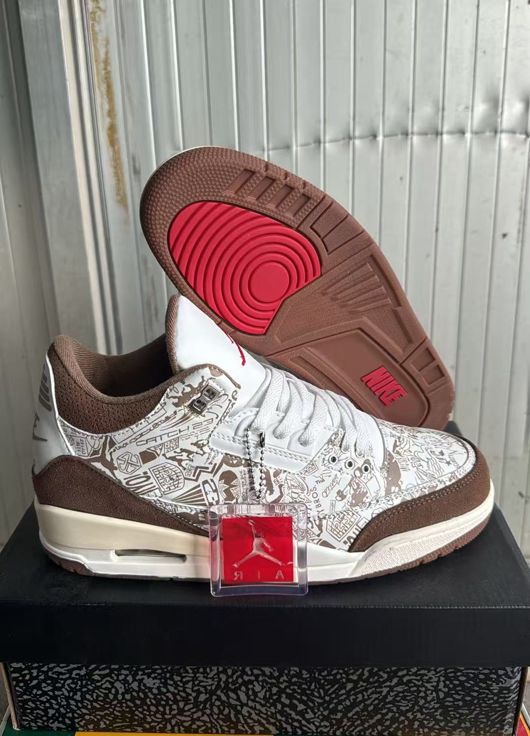 Low Top Sneakers, White Brown Colorway, Lace Up Design, Casual Gift for Sneaker Fans