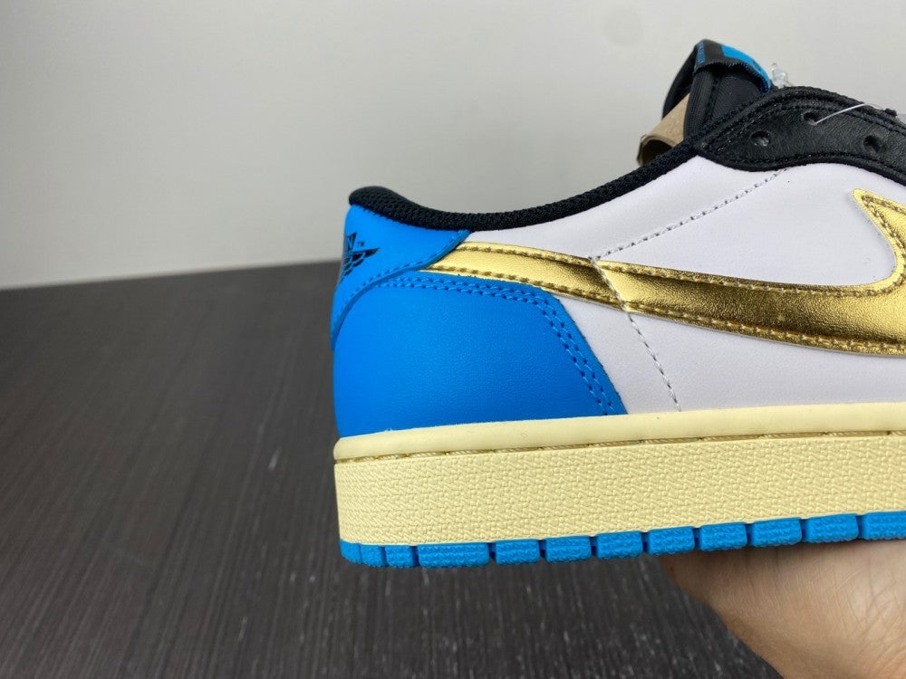 Low Top Sneakers, Blue White Black Gold Colorway, Leather Footwear, Lace Up Design, Casual Gift for Sneaker Fans