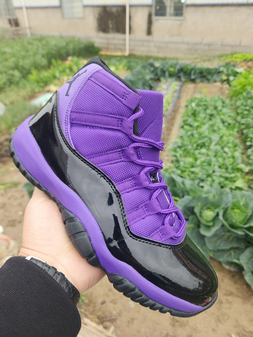 High Top Sneakers, Black Purple Colorway, Lace Up Design, Casual Gift for Sneaker Fans