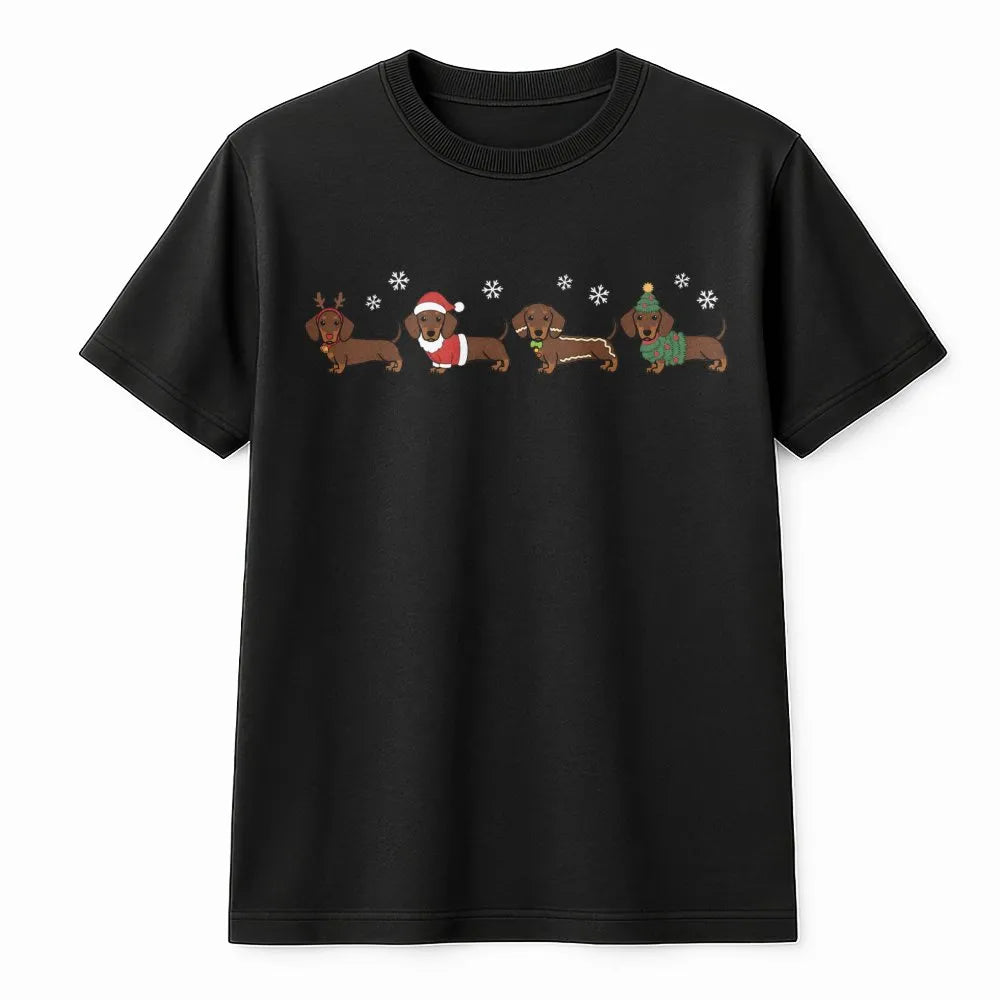 Adorable Wiener Dog Holiday Shirt, Dachshund Christmas T-Shirt, Retro Xmas Dog Graphic Tee, Humorous Pet Lover Apparel, Prese