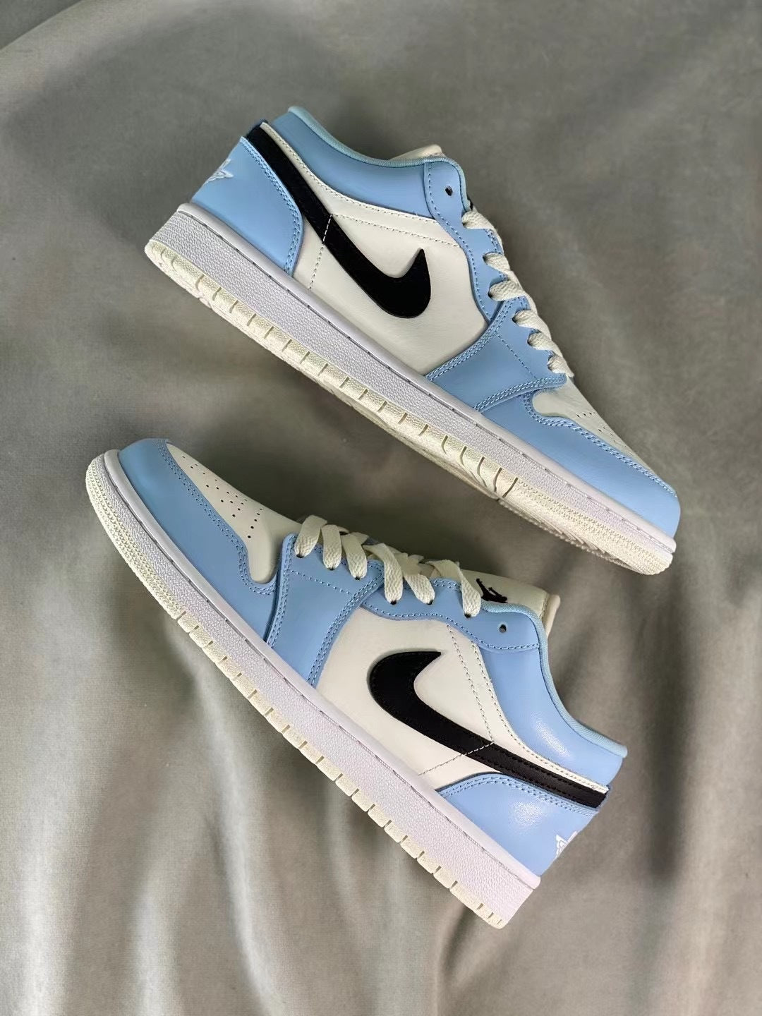 Low Top Sneakers, Blue White Colorway, Lace Up Design, Casual Gift for Sneaker Fans
