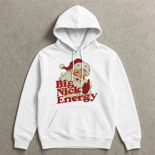 Retro Santa Christmas Sweatshirt, Big Nick Energy Hoodie, Humorous Holiday Santa Pullover, Sarcastic Xmas Present Hooded Swea