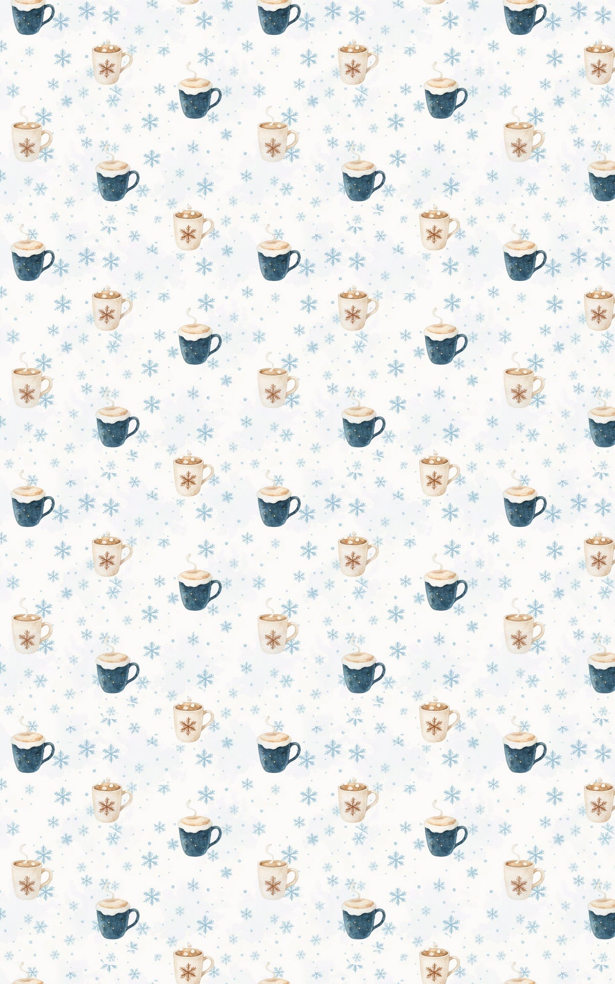 Winter Snowflake Gift Wrap, Hot Cocoa Mug Wrapping Paper, Comfy Coffee Lover Present Paper, Christmas Gift Wrap Roll