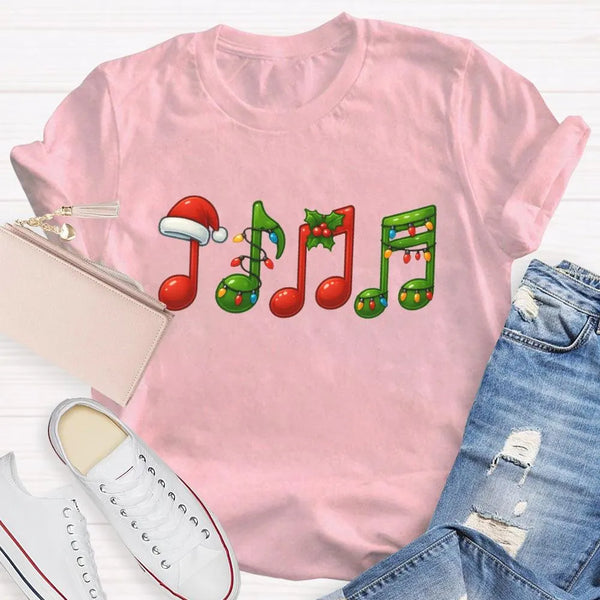 Festive Music Notes Holiday Shirt, Christmas Musical Symbols T-Shirt, Xmas Musician Graphic Tee, Music Lover Apparel, Holiday