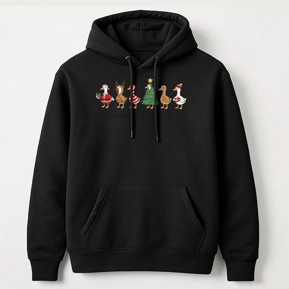Humorous Holiday Duck Pullover, Christmas Goose Hoodie, Adorable Winter Animal Hooded Sweatshirt, Comfy Christmas Present for