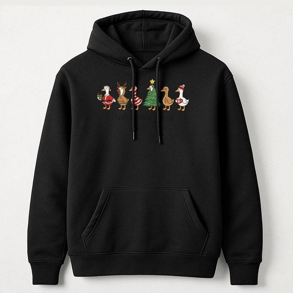 Humorous Holiday Duck Pullover, Christmas Goose Hoodie, Adorable Winter Animal Hooded Sweatshirt, Comfy Christmas Present for