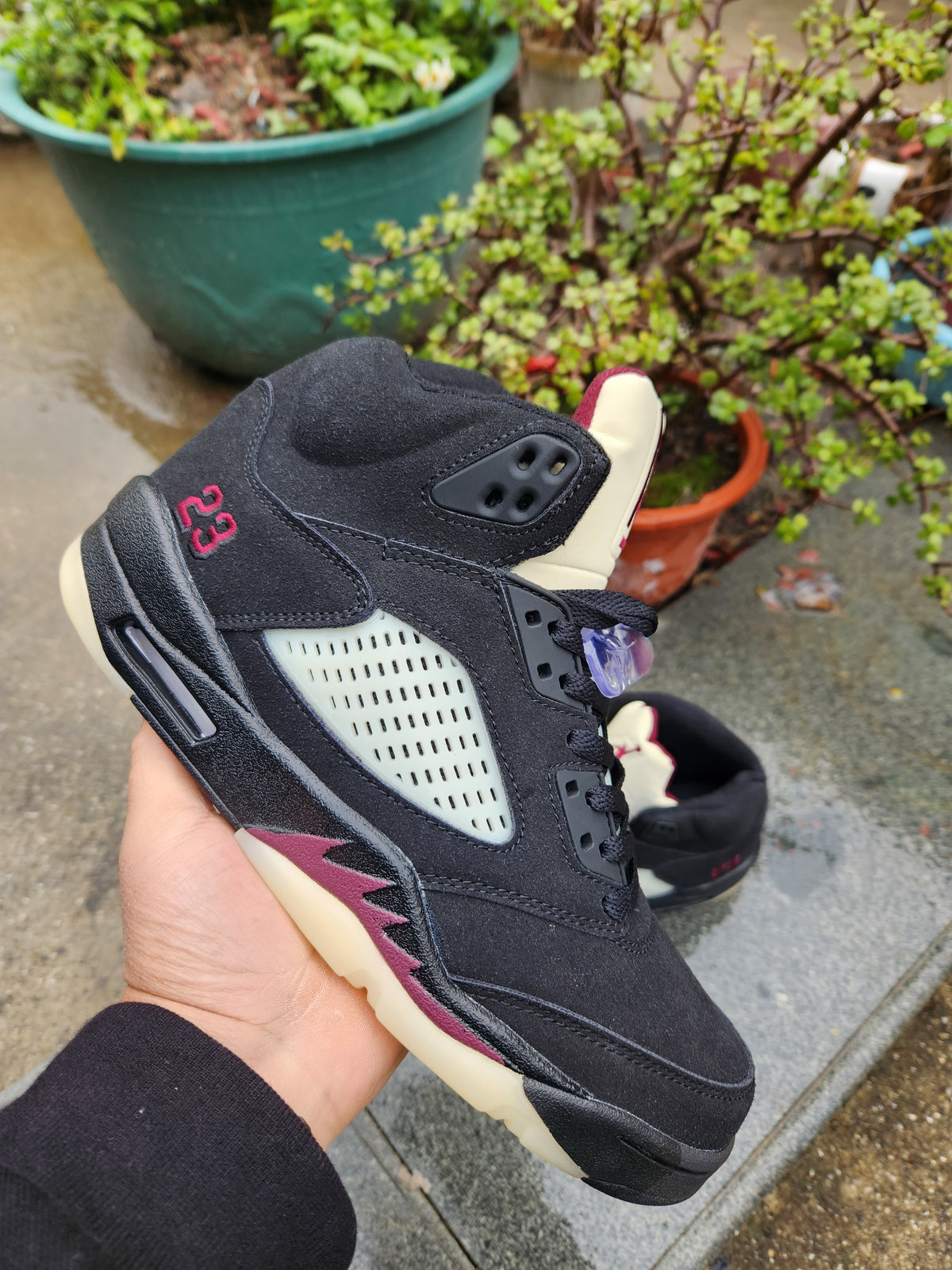 Sneakers, Black Red Colorway, Lace Up Design, Casual Gift for Sneaker Fans