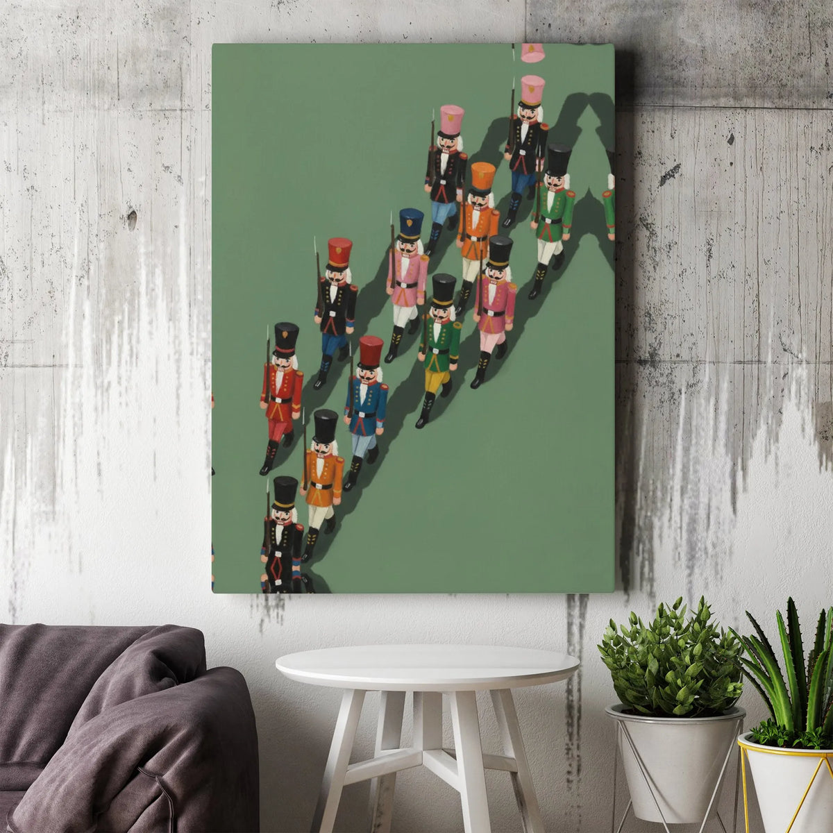 Vintage Nutcracker Soldier Canvas Print, Nutcracker Soldiers Canvas Wall Art, Holiday Nutcracker Canvas, Christmas Home Decor