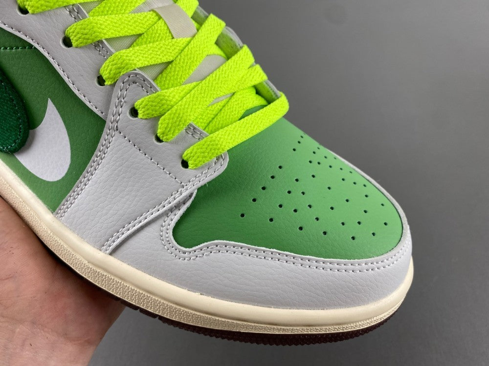 Low Top Sneakers, Neon Green White Colorway, Lace Up Design, Casual Gift for Sneaker Fans