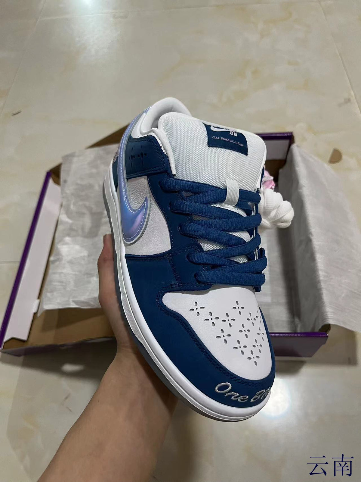 Low Top Sneakers, Blue White Colorway, Lace Up Design, Casual Gift for Sneaker Fans