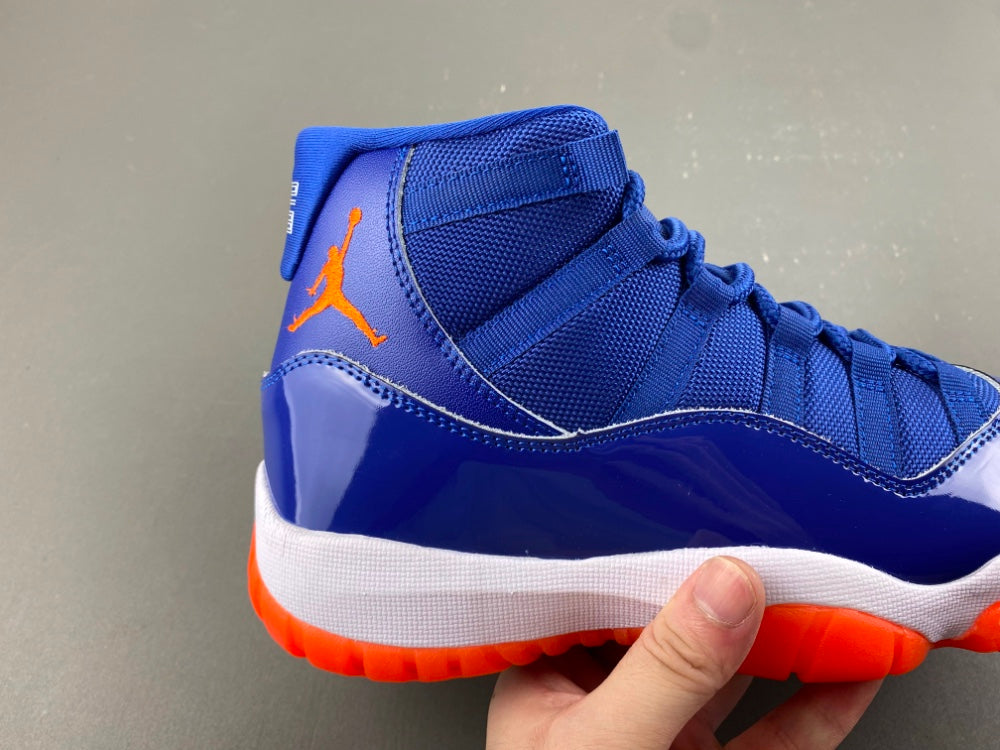High Top Sneakers, Royal Blue White Orange Colorway, Leather Footwear, Lace Up Design, Casual Gift for Sneaker Fans