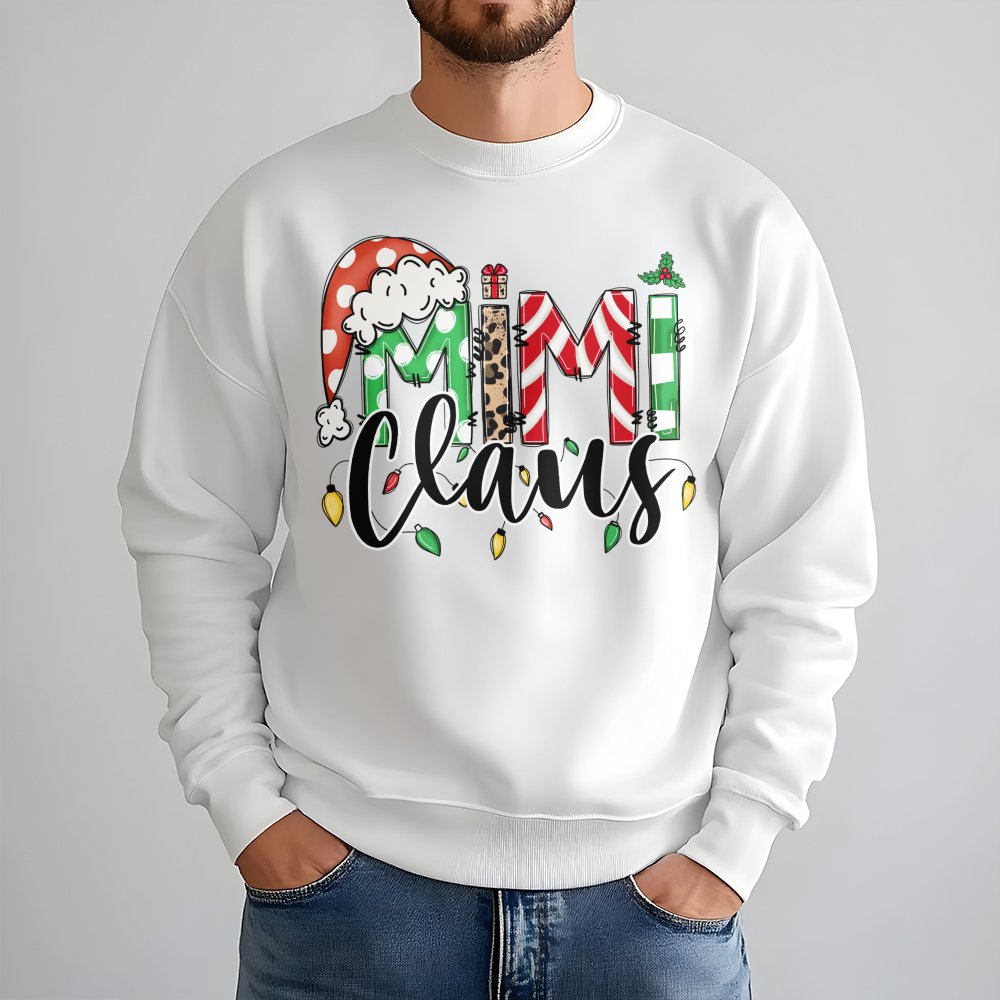 Festive Holiday Grandma Sweater, Mimi Claus Christmas Sweatshirt, Retro Mimi Santa Crewneck, Adorable Winter Season Pullover,