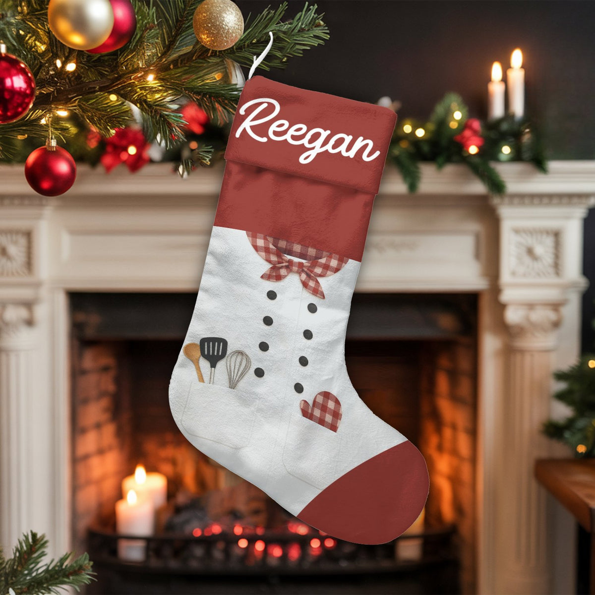 Personalized Baker Holiday Stocking, Chef Christmas Stocking, Custom Cook Christmas Stocking, Culinary Kitchen Decor, Cooking