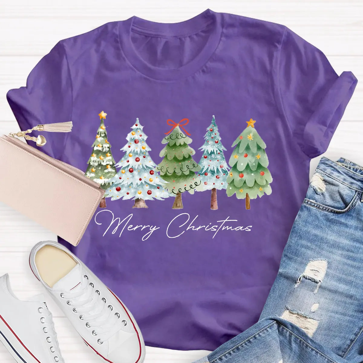 Festive Christmas Tree Shirt, Merry Christmas Tree T-Shirt, Retro Holiday Graphic Tee, Winter Xmas Pullover Tee, Christmas Pr