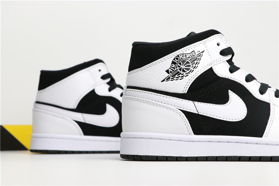 Mid Top Sneakers, White Black Colorway, Lace Up Design, Casual Gift for Sneaker Fans