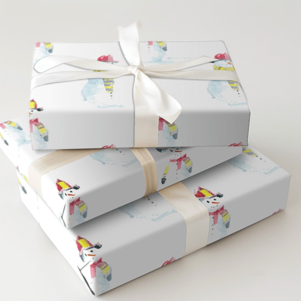 First Responder Gift Wrap, Firefighter Snowman Wrapping Paper, Watercolor Snowman Wrapping Paper, Adorable Christmas Firefigh