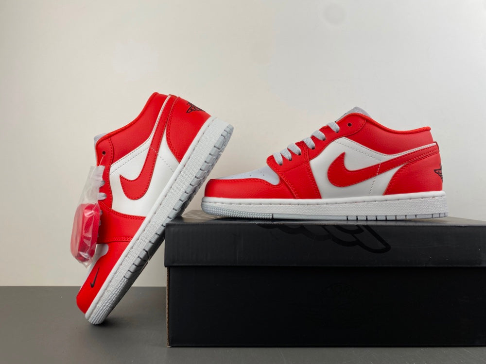 Low Top Sneakers, White Black Red Colorway, Lace Up Design, Casual Gift for Sneaker Fans