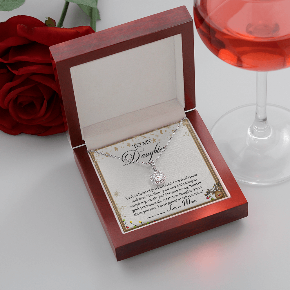 Eternal Hope Cushion Cut Cubic Zirconia Pendant, To My Daughter Necklace, White Gold Stainless Steel Chain, Christmas Birthda